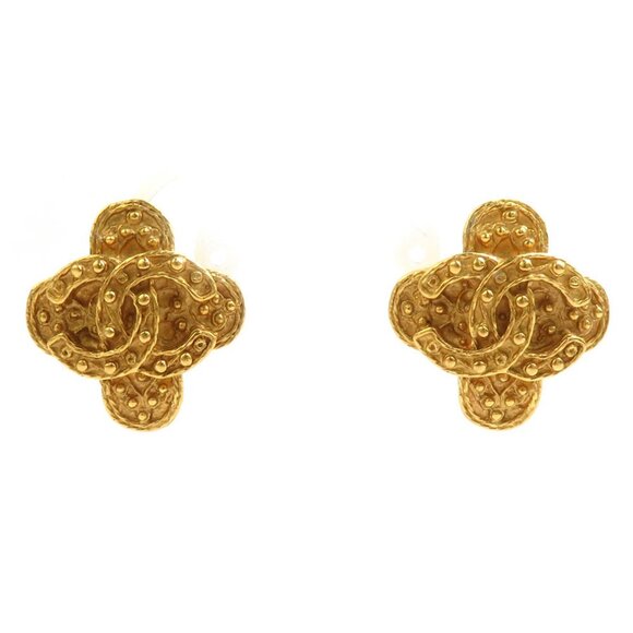 CHANEL Gold Logo Earrings - Picture 1 of 5